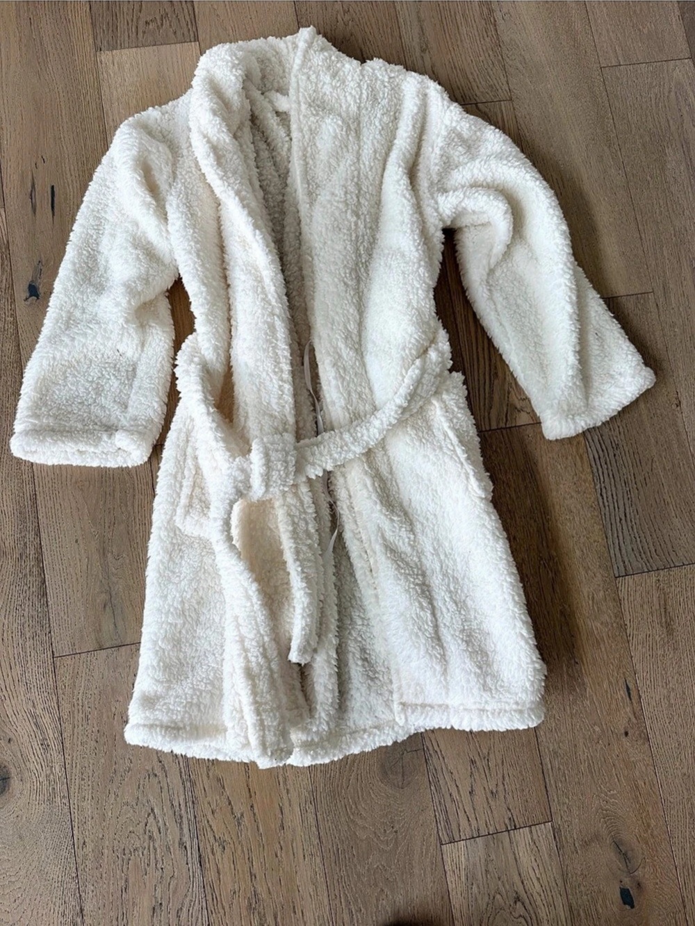 Pottery Barn Women's Teddy Sherpa Fleece Bathrobe Ivory White Small S